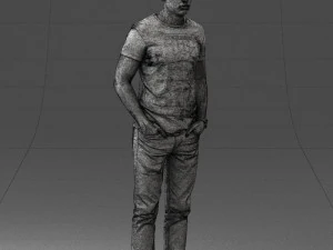 000078 Casual Man in Graphic T-Shirt 0911 3dp 3D Print Model