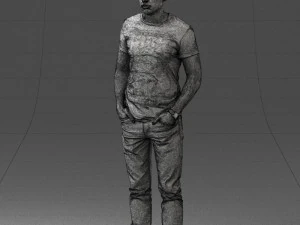 000078 Casual Man in Graphic T-Shirt 0911 3dp 3D Print Model
