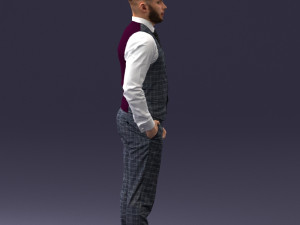 000148 Man in Elegant Checkered Suit 0709 3D मॉडल