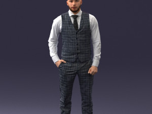 000148 Man in Elegant Checkered Suit 0709 3dp Modelo de Impressão 3D