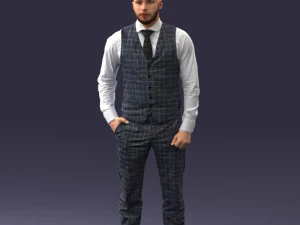 000148 Man in Elegant Checkered Suit 0709 3dp 3D Print Model