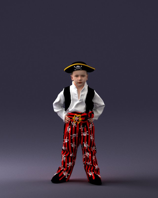 000094 Pirate Kid 1121 3dp 3Dプリントモデル .c4d .max .obj .3ds .fbx .stl .blend