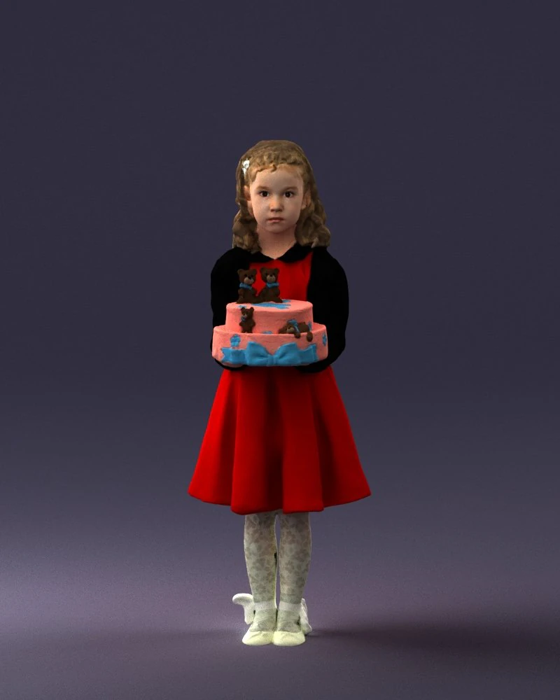 girl with cake 0313 3D Model .c4d .max .obj .3ds .fbx .stl .blend
