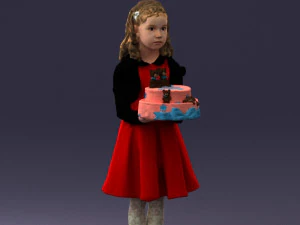 girl with cake 0313 3D Model