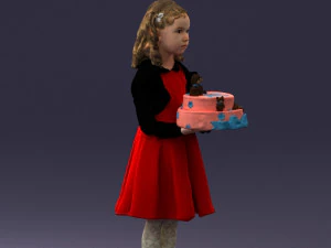 girl with cake 0313 3D Model