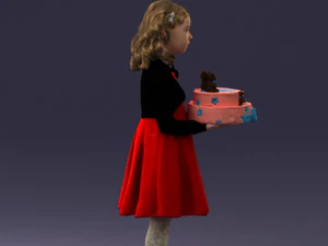 girl with cake 0313 3D Model