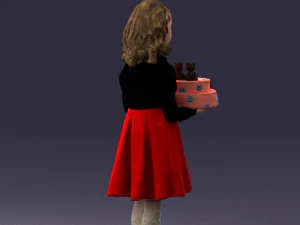 girl with cake 0313 3D Model