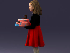 girl with cake 0313 3D Model