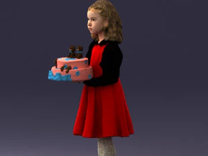 girl with cake 0313 3D Model