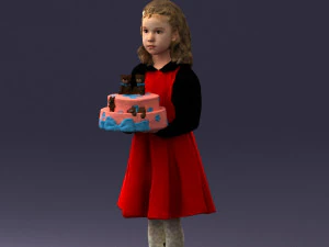 girl with cake 0313 3D Model