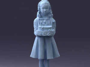 girl with cake 0313 3D Model