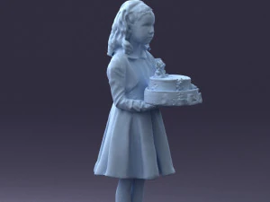 girl with cake 0313 3D Model