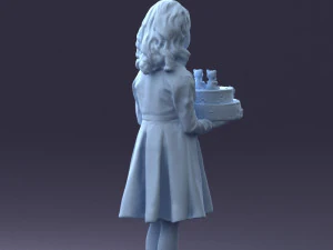 girl with cake 0313 3D Model