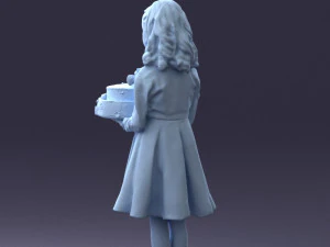 girl with cake 0313 3D Model