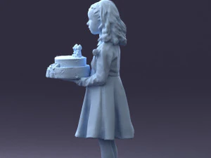 girl with cake 0313 3D Model