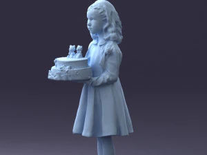 girl with cake 0313 3D Model