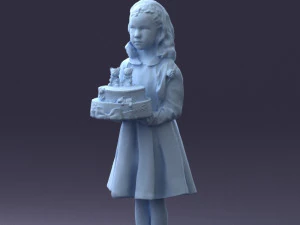 girl with cake 0313 3D Model