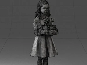 girl with cake 0313 3D Model