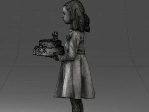 girl with cake 0313 3D Model