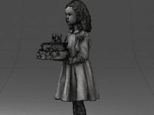 girl with cake 0313 3D Model