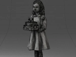 girl with cake 0313 3D Model