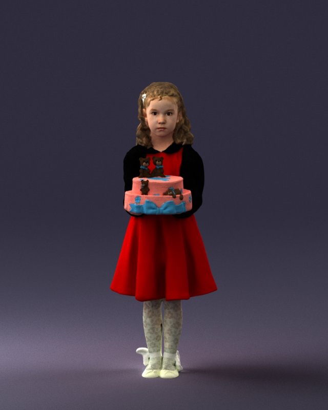 girl with cake 0313 3d print ready 3Dプリントモデル .c4d .max .obj .3ds .fbx .stl .blend