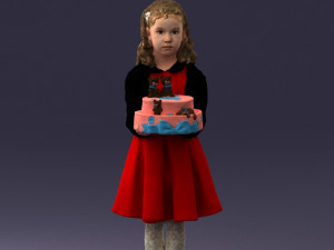 girl with cake 0313 3d print ready 3Dプリントモデル