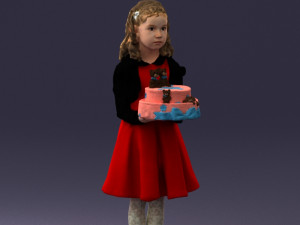 girl with cake 0313 3d print ready 3Dプリントモデル