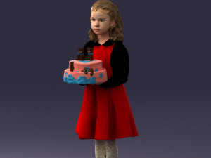 girl with cake 0313 3d print ready 3Dプリントモデル