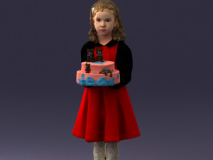 girl with cake 0313 3d print ready 3Dプリントモデル