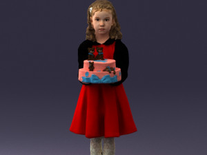girl with cake 0313 3d print ready 3Dプリントモデル