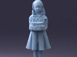 girl with cake 0313 3d print ready 3Dプリントモデル