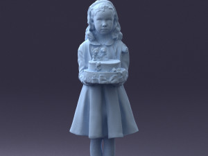 girl with cake 0313 3d print ready 3Dプリントモデル