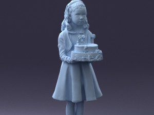 girl with cake 0313 3d print ready 3Dプリントモデル