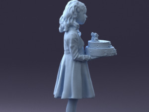 girl with cake 0313 3d print ready 3Dプリントモデル