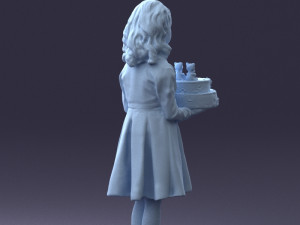 girl with cake 0313 3d print ready 3Dプリントモデル