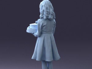 girl with cake 0313 3d print ready 3Dプリントモデル