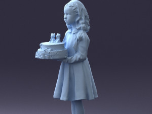 girl with cake 0313 3d print ready 3Dプリントモデル