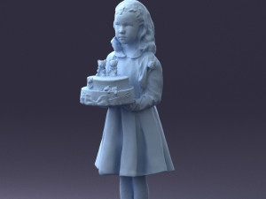 girl with cake 0313 3d print ready 3Dプリントモデル