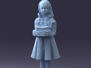 girl with cake 0313 3d print ready 3Dプリントモデル