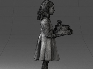 girl with cake 0313 3d print ready 3Dプリントモデル