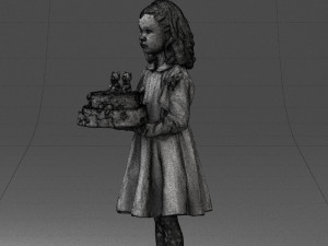 girl with cake 0313 3d print ready 3Dプリントモデル