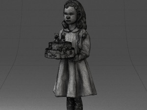 girl with cake 0313 3d print ready 3Dプリントモデル