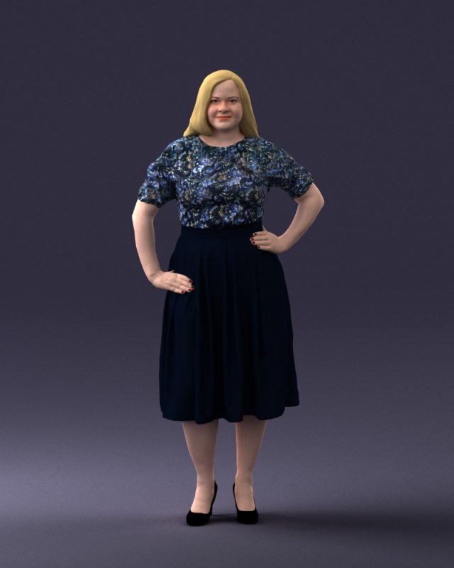 000085 Realistic Female Character in Elegant Dress 1013 Modèle 3D .c4d .max .obj .3ds .fbx .stl .blend