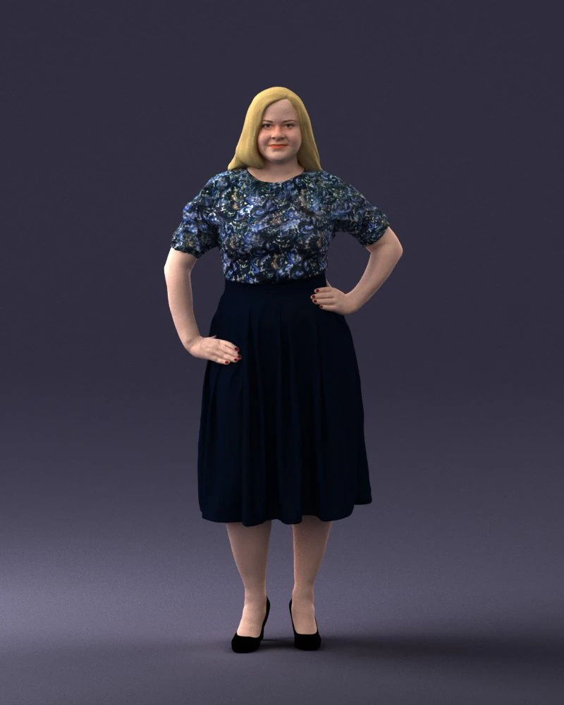 000085 Realistic Female Character in Elegant Dress 1013 3D Model .c4d .max .obj .3ds .fbx .stl .blend 