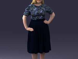 000085 Realistic Female Character in Elegant Dress 1013 Modèle 3D