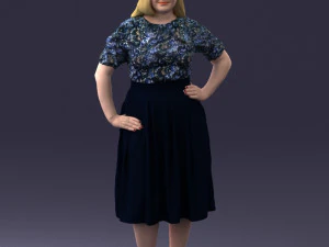 000085 Realistic Female Character in Elegant Dress 1013 3D Model