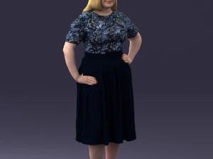 000085 Realistic Female Character in Elegant Dress 1013 3D Model