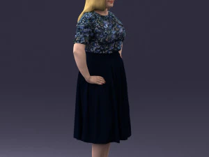 000085 Realistic Female Character in Elegant Dress 1013 3D Model