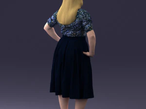 000085 Realistic Female Character in Elegant Dress 1013 3D Model